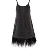 Midnight Crystal Feather Hem Sleeveless Dress, Black - Dresses - 1 - thumbnail