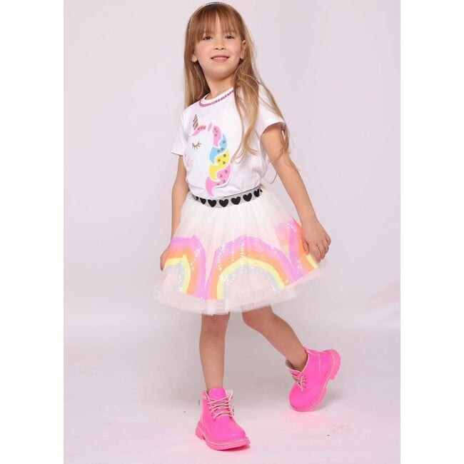 Neon Rainbow Sequin Tutu Skirt, White & Multicolors - Skirts - 2