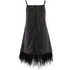 Midnight Crystal Feather Hem Sleeveless Dress, Black - Dresses - 2