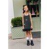 Midnight Crystal Feather Hem Sleeveless Dress, Black - Dresses - 3