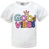 Good Vibes Neon Sequin Crew Neck Tee, White - Shirts - 1 - thumbnail