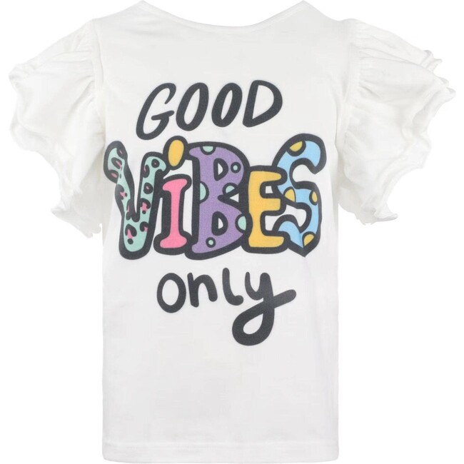 Good Vibes Only Ruffle T-Shirt, White