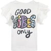 Good Vibes Only Ruffle T-Shirt, White - Shirts - 1 - thumbnail