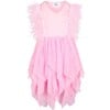 Gigi Feather Sleeve Tired Tulle Dress, Bubble Gum Pink - Dresses - 1 - thumbnail