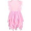 Gigi Feather Sleeve Tired Tulle Dress, Bubble Gum Pink - Dresses - 2