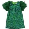 Feather Puff Sleeve Sequin Short Party Dress, Jade - Dresses - 1 - thumbnail