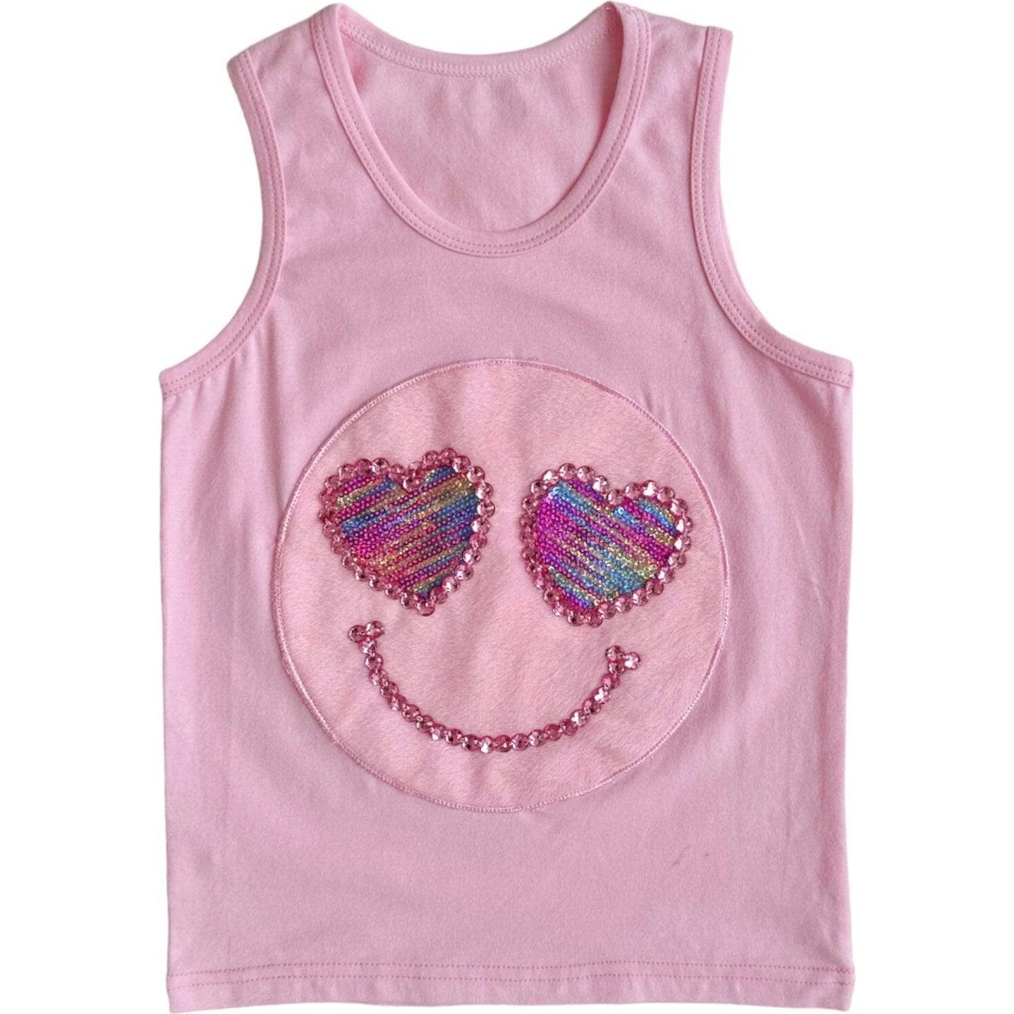 Emoji Patch Sequin Tank, Pink - Shirts - 1
