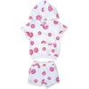 Emoji Print 2-Piece Hooded Tee & Short Set, White - Mixed Apparel Set - 1 - thumbnail