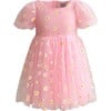 Daisy Short Puff Sleeve Tulle Dress, Pink - Dresses - 1 - thumbnail