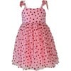 Hearts Applique Tie Shoulders Tank Dress, Pink - Dresses - 1 - thumbnail