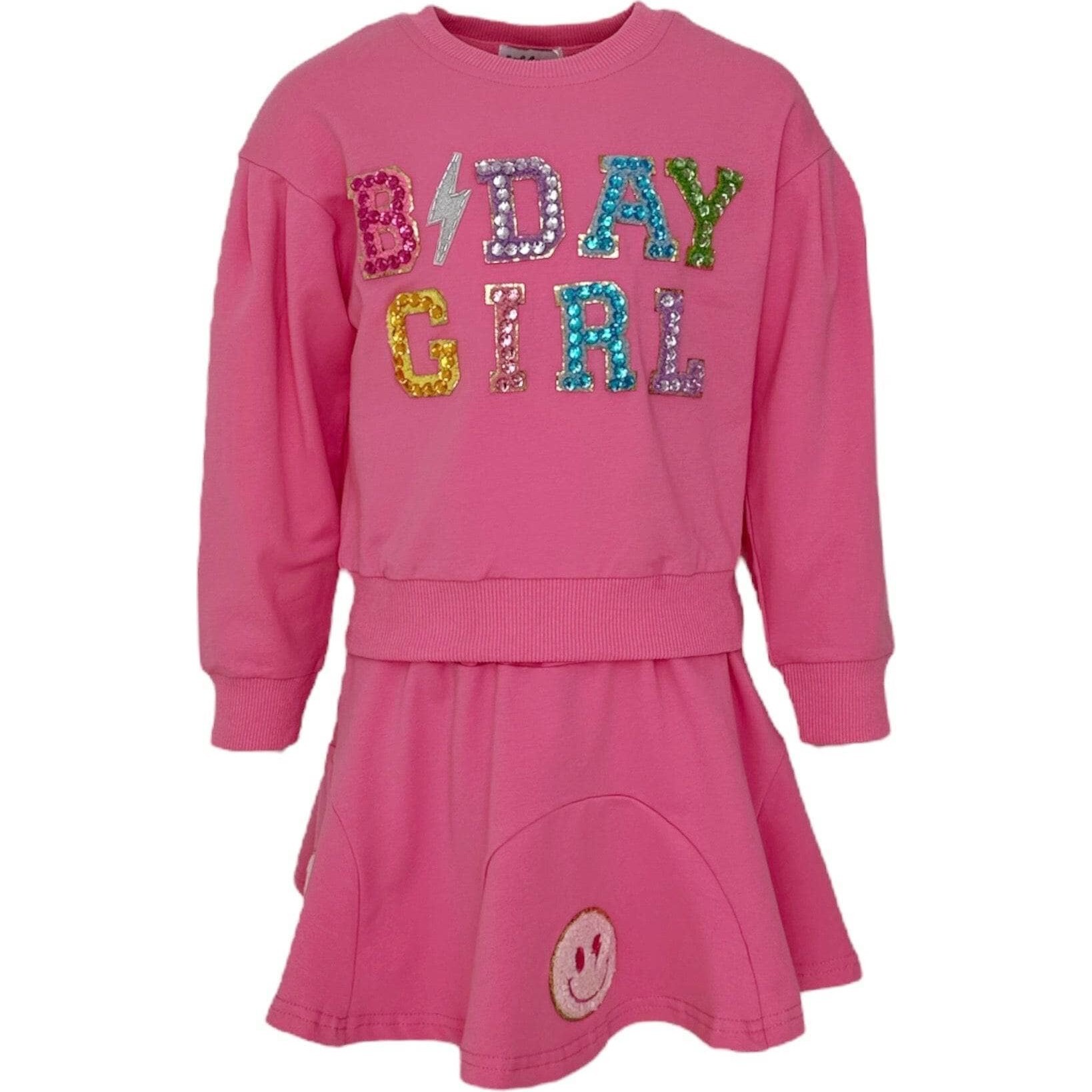 Crystal Gem Birthday Girl 2-Piece Top & Skirt Set, Pink - Mixed Apparel Set - 1