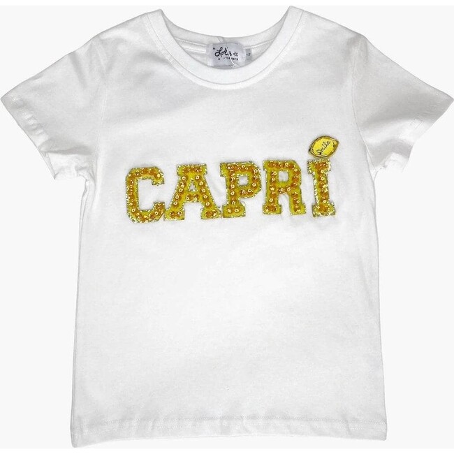 Crystal Capri Crew Neck T-Shirt, White
