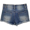 Crystal Frayed Hem Denim Short, Blue - Shorts - 2