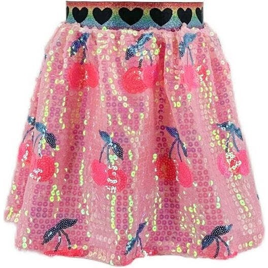 Cherry Sequin Short Skirt, Pink