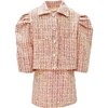 Coco Sequin Tweed Long Sleeve Suit & Skirt, Pink - Mixed Apparel Set - 1 - thumbnail