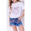 Crystal Frayed Hem Denim Short, Blue - Shorts - 3