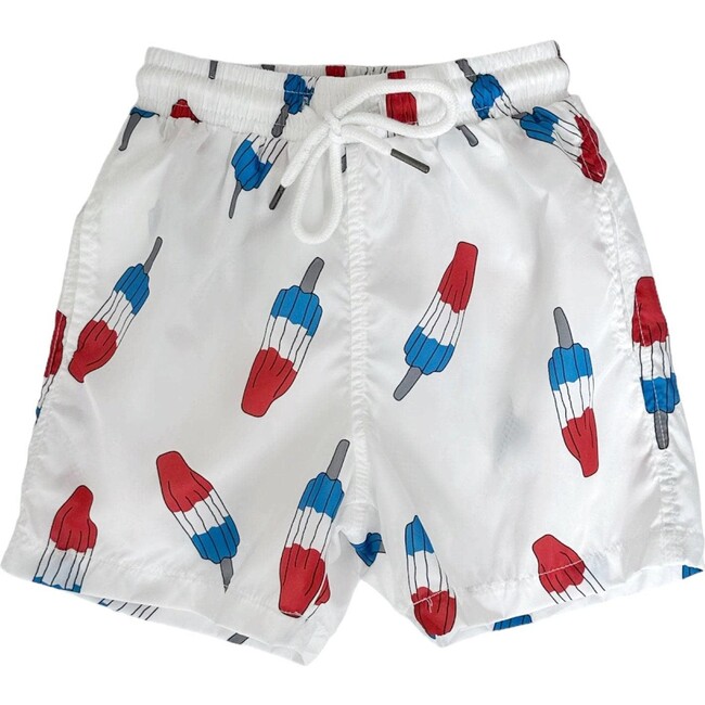Bomb Pop Print Swim Shorts, White
