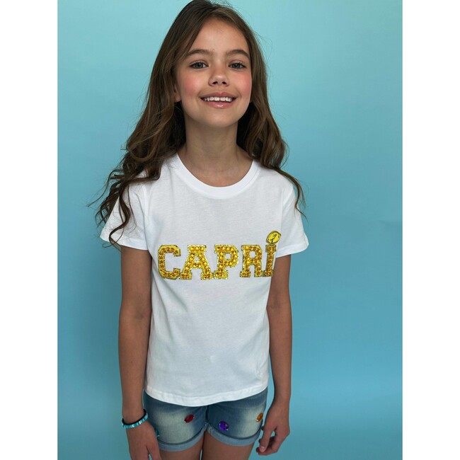 Crystal Capri Crew Neck T-Shirt, White - Shirts - 2