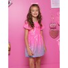 Bubble Gum Short Puff Sleeve Shimmer Sequin Dress, Pink - Dresses - 2