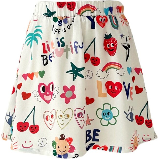 Be You Doodle Skater-Style Skirt, White