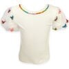 3D Rainbow Butterflies Puff T-Shirt, White - Shirts - 1 - thumbnail