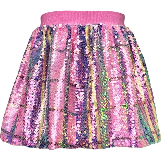 As If Plaid Sequin Skirt, Pink