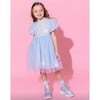 Magic Sky Crystal Short Puff Sleeve Tulle Dress, Blue - Dresses - 2