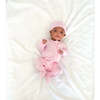 Bamboo Solid Footed Zippered Onesie & Baby Beanie Cap Set, Pastel Pink - Mixed Apparel Set - 2