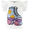 Roller Sequins Ruffle Sleeve T-Shirt, White - Shirts - 1 - thumbnail