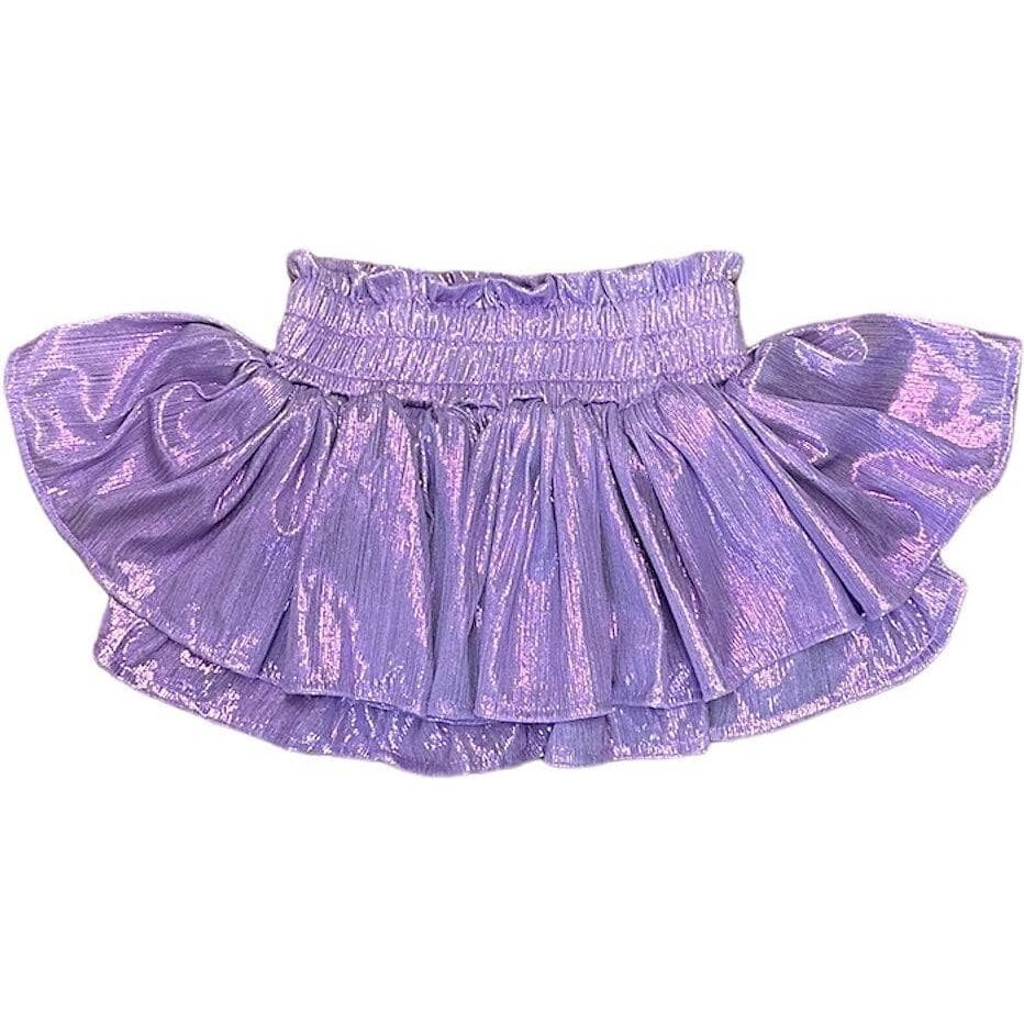 2-Tired Mini Metallic Skirt, Lavender - Skirts - 1