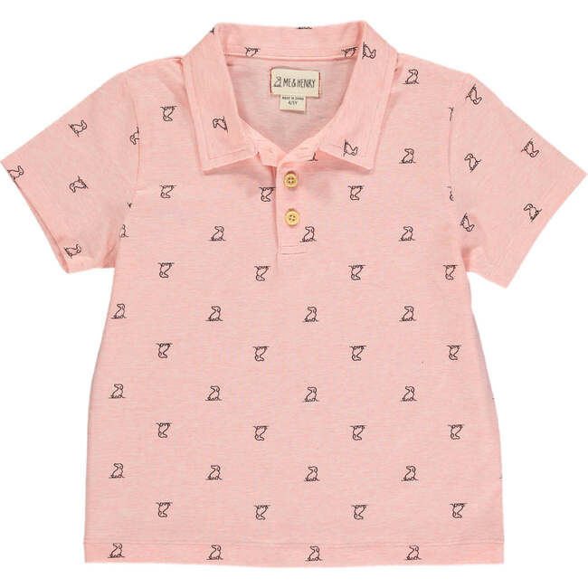 Polreath Henry Print Polo Shirt, Peach