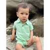 Sandy Seersucker Polo Romper, Lime - Rompers - 2