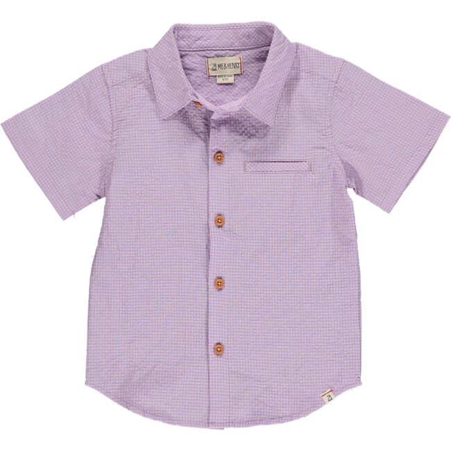 Newport Plaid Woven Short Sleeve Shirt, Lilac & Pink