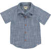 Newport Heathered Woven Short Sleeve Shirt, Blue - Shirts - 1 - thumbnail