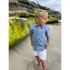 Newport Heathered Woven Short Sleeve Shirt, Blue - Shirts - 2