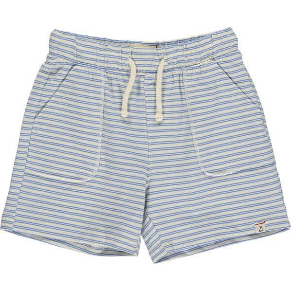 Timothy Striped Pique Drawstring Shorts, Cream & Blue
