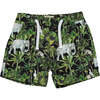 Mahalo Palm Print Woven Drawstring Shorts, Green - Shorts - 1 - thumbnail