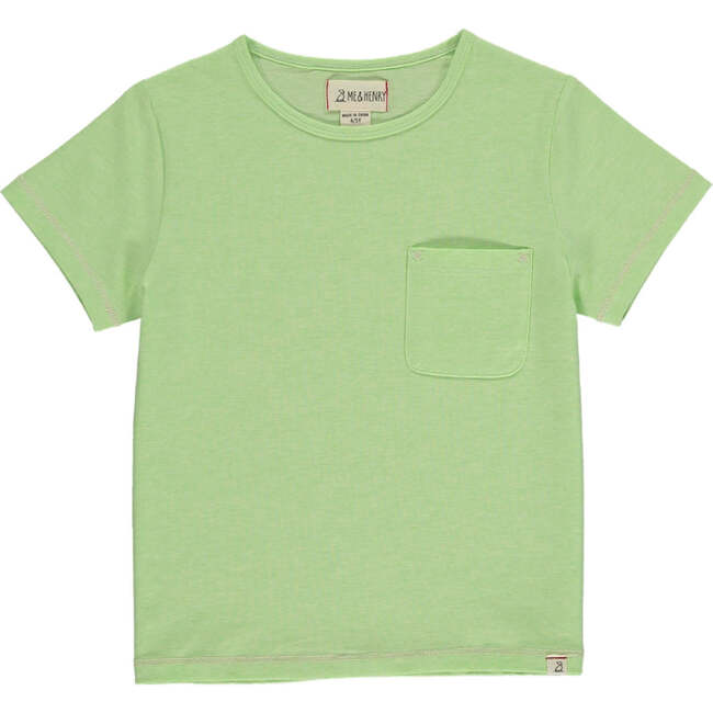 Josh Crew Neck Short Sleeve Pocket Tee, Lime - T-Shirts - 1