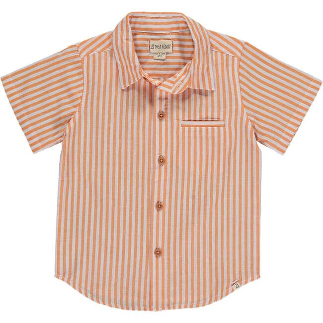 Newport Striped Woven Short Sleeve Shirt, Orange & White