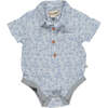 Helford Floral Woven Short Sleeve Onesie, Blue - Onesies - 1 - thumbnail