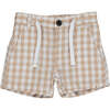 Crew Plaid Buttoned Drawstring Shorts, Beige - Shorts - 1 - thumbnail