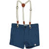 Captain Shorts With Adjustable Straps, Blue - Shorts - 1 - thumbnail
