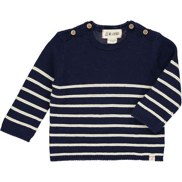 Breton Baby Sweater, Navy & Cream