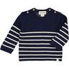 Breton Baby Sweater, Navy & Cream - Sweaters - 1 - thumbnail