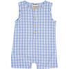 Cabin Plaid Sleeveless Playsuit, Blue - Rompers - 1 - thumbnail