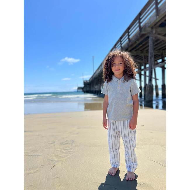 Bosun Striped Elasticated Waist Pants, Charcoal & Cream - Pants - 3