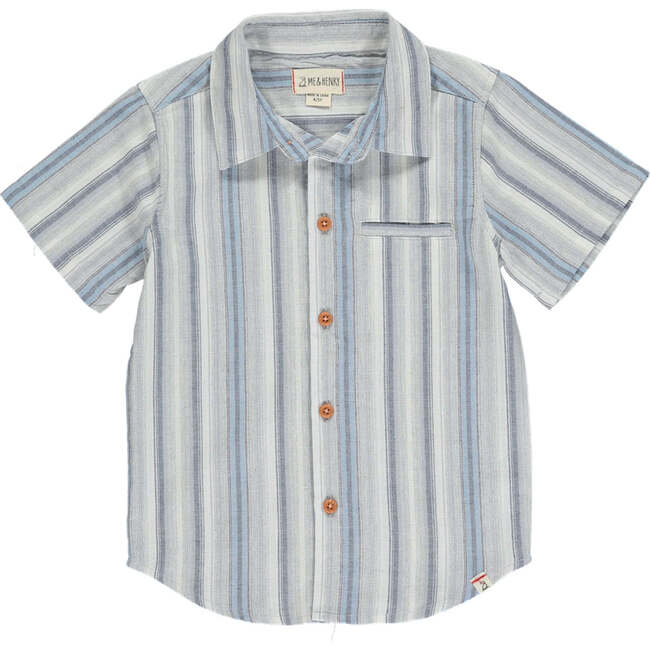 Newport Striped Woven Short Sleeve Shirt, Blue