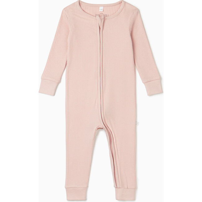 Ribbed Clever Zip Romper, Blush