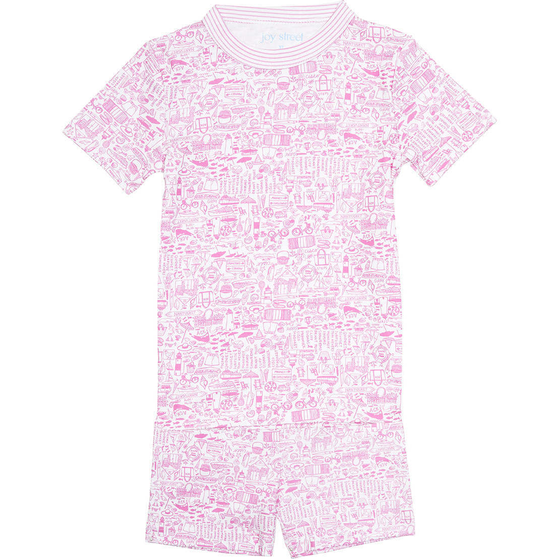 Nantucket Kids Short Pajama Set, Pink - Pajamas - 1