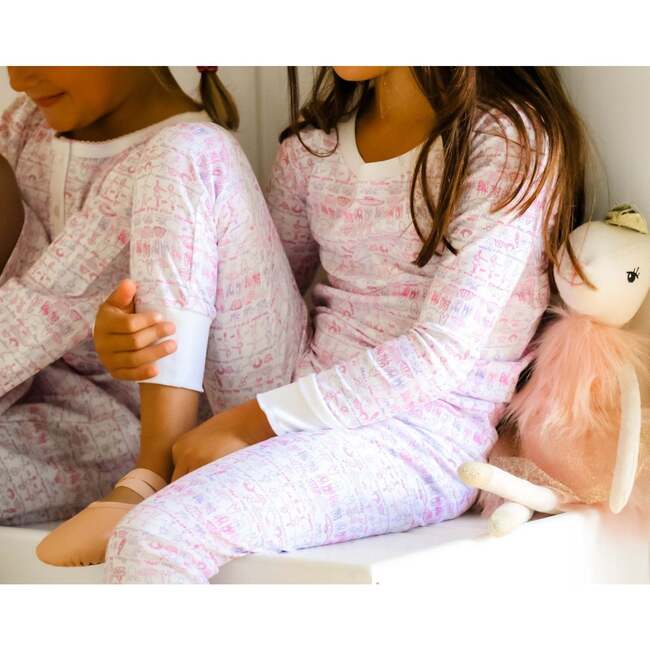 Ballet Two Piece Kids Pajamas, Pink - Pajamas - 3